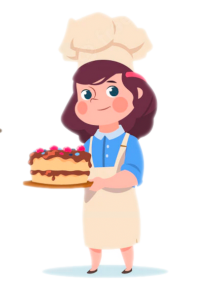 girl baker holding  a cake